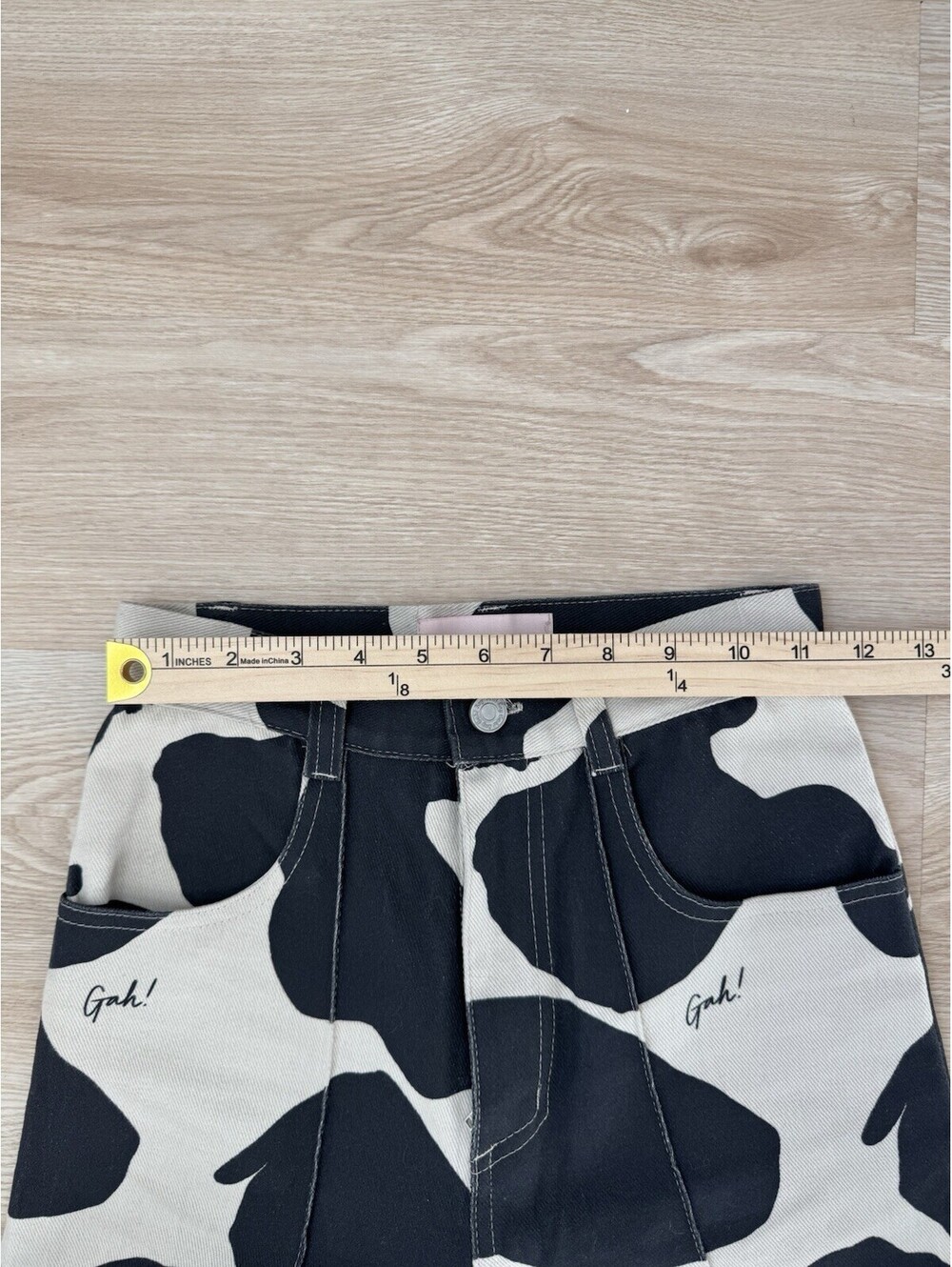 Lisa Says Gah Black and Cream Cow Print Wide Leg Jeans - Picture 5 of 8